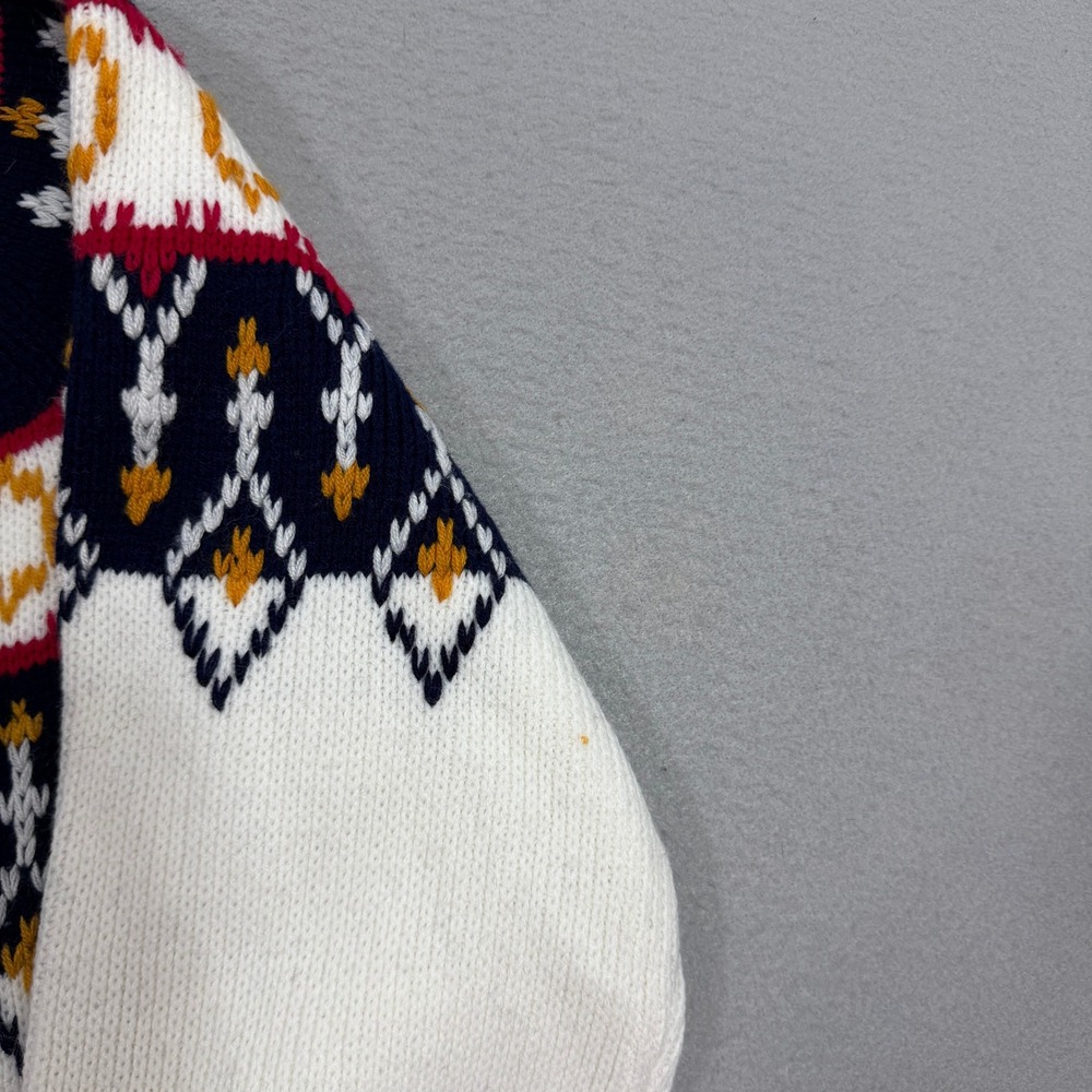 Vintage JCPenney Sweater Large White Fair Isle Mock Neck Vintage Acrylic Knit - Picture 4 of 9
